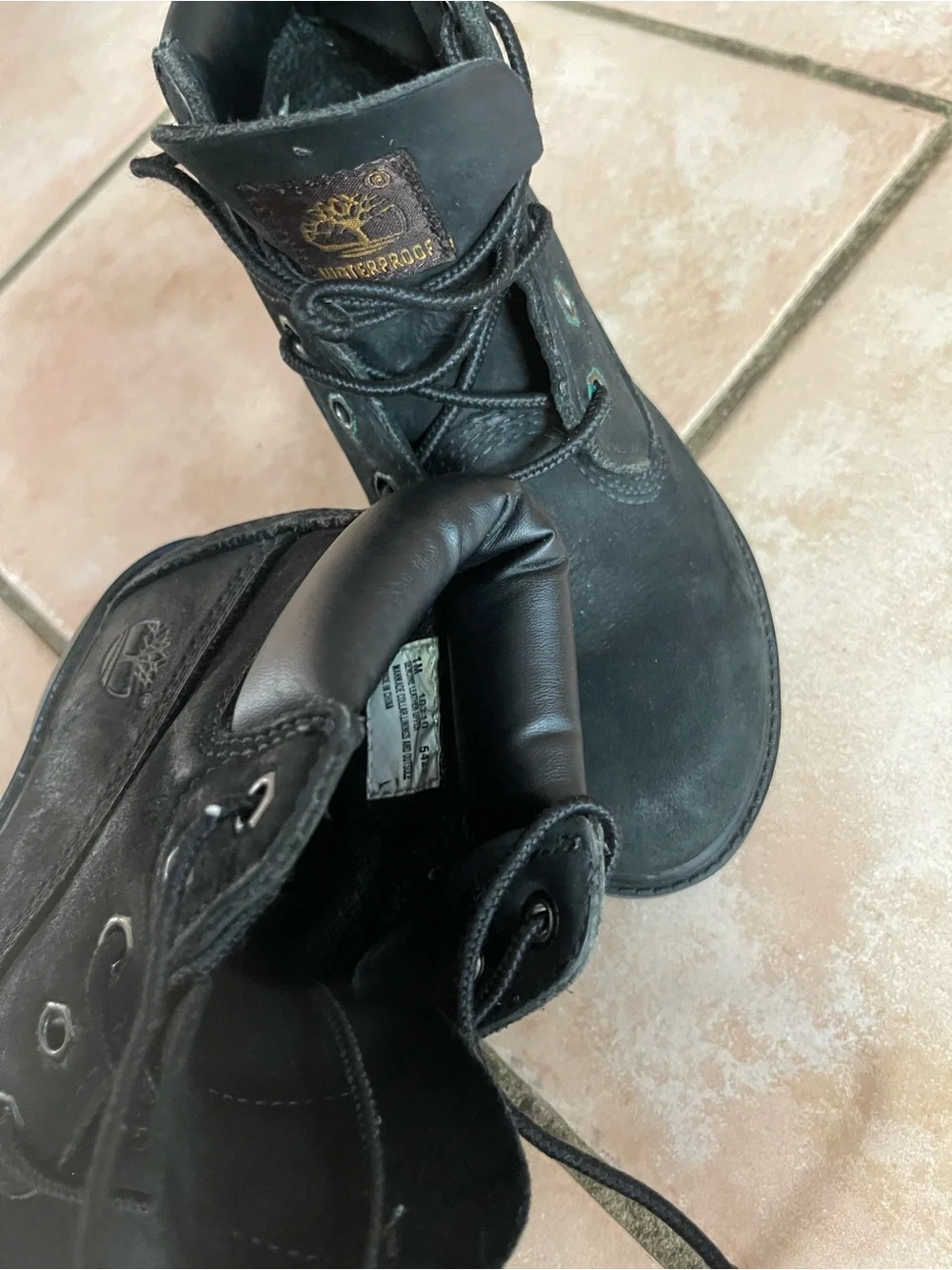 Timberland Black Kids Lace-Up Waterproof Boots